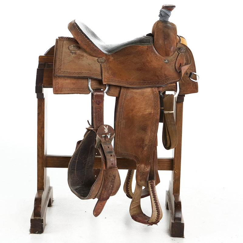 Tod Slone Used 15in Rope Border Gold Series Team Roper