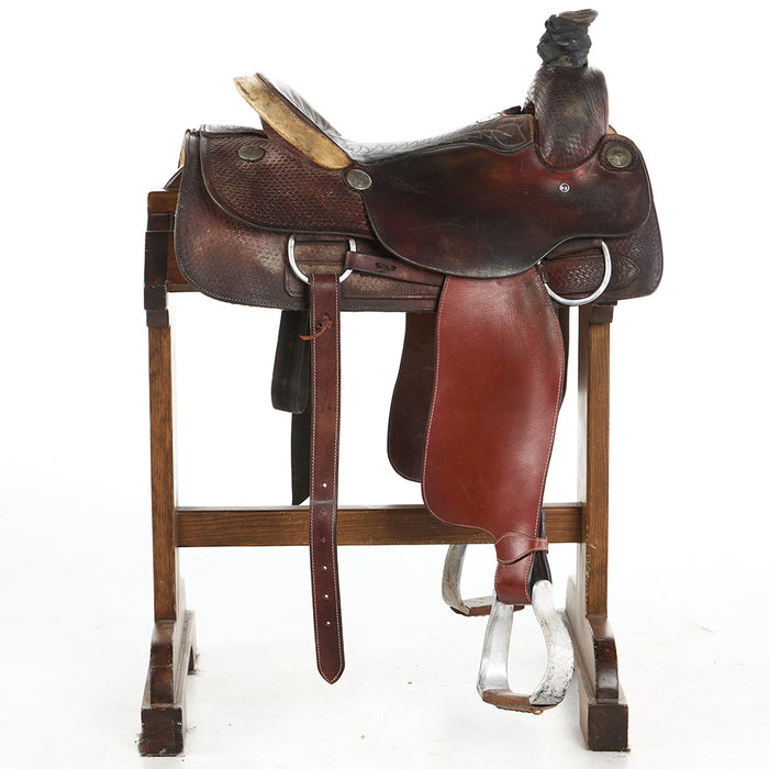 Billy Cook Used 16in Basket Stamp Quilted Seat Team Roper