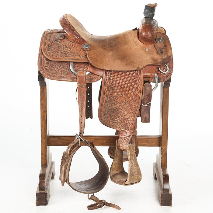 Nrs Competitor Series Used 16in Basket and Floral Combo Tooled Team Roper