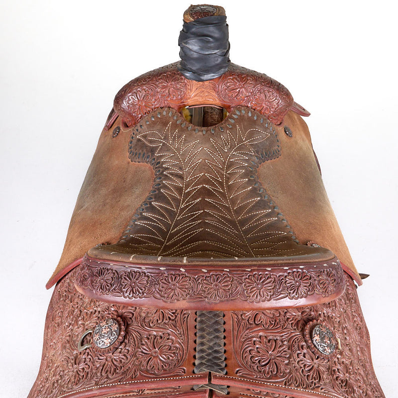 Roberts Saddlery Used 15in 3/4 Tooled Team Roping Saddle