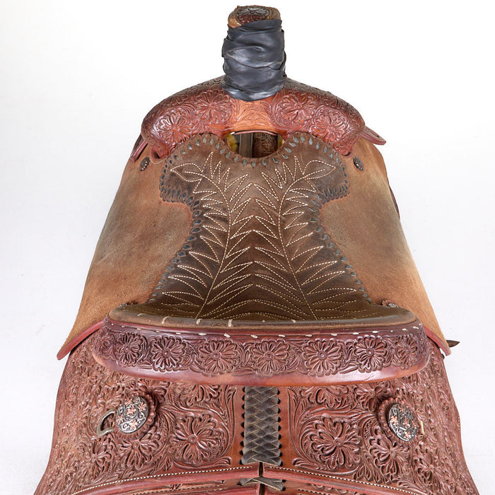 Roberts Saddlery Used 15in 3/4 Tooled Team Roping Saddle