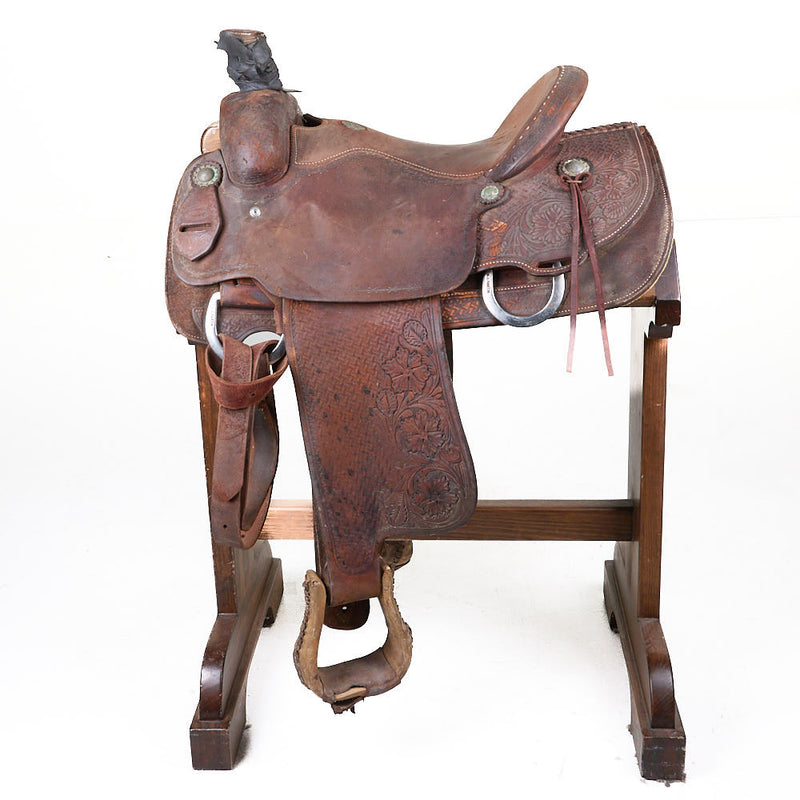 Dale Martin Used 15in 1/2 Breed Spider and Floral Combo Tooled Team Roper