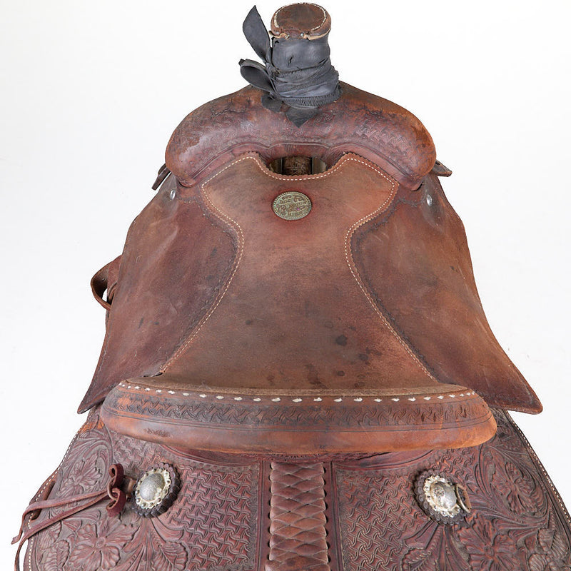 Dale Martin Used 15in 1/2 Breed Spider and Floral Combo Tooled Team Roper
