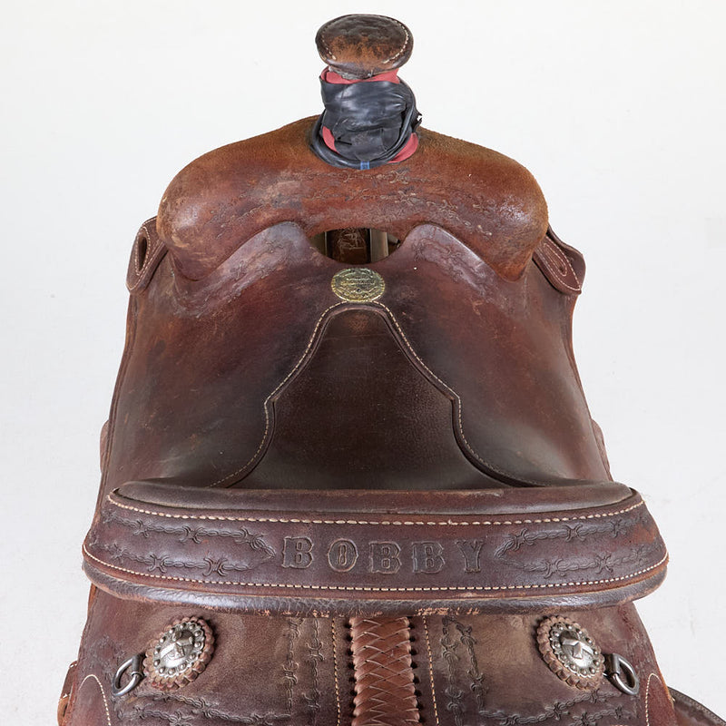 Three Forks Saddlery Used 13.75in Roughout Team Roping Saddle