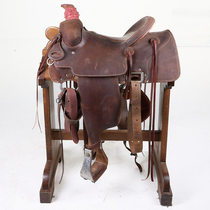 Three Forks Saddlery Used 14in Roughout Team Roping Saddle