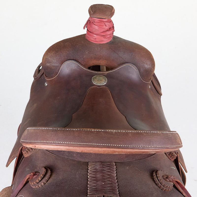 Three Forks Saddlery Used 14in Roughout Team Roping Saddle