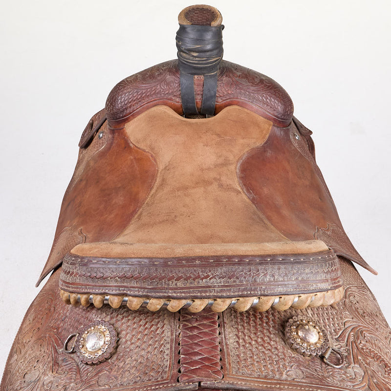 Martin Saddlery Used 15in 1/2 Breed Basket Weave Martin Team Roping Saddle