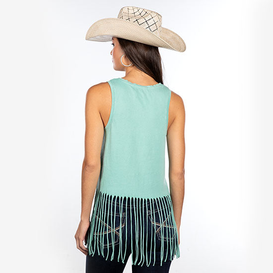 Rock & Roll Denim Tequila Fringe Tank