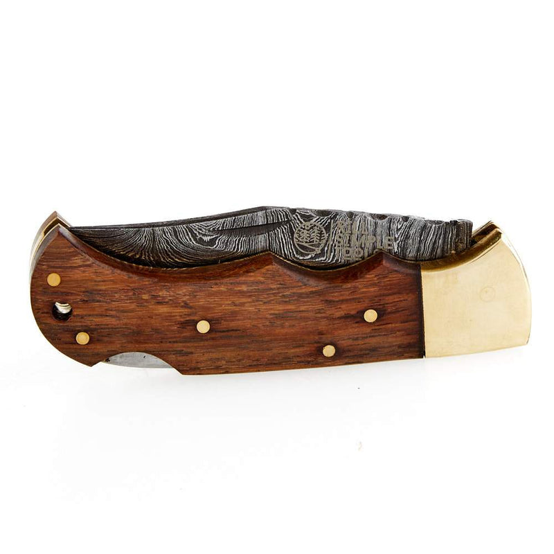 Rill Simple Tools, Llc Woody Damascus Folding Skinner w/sheath 017
