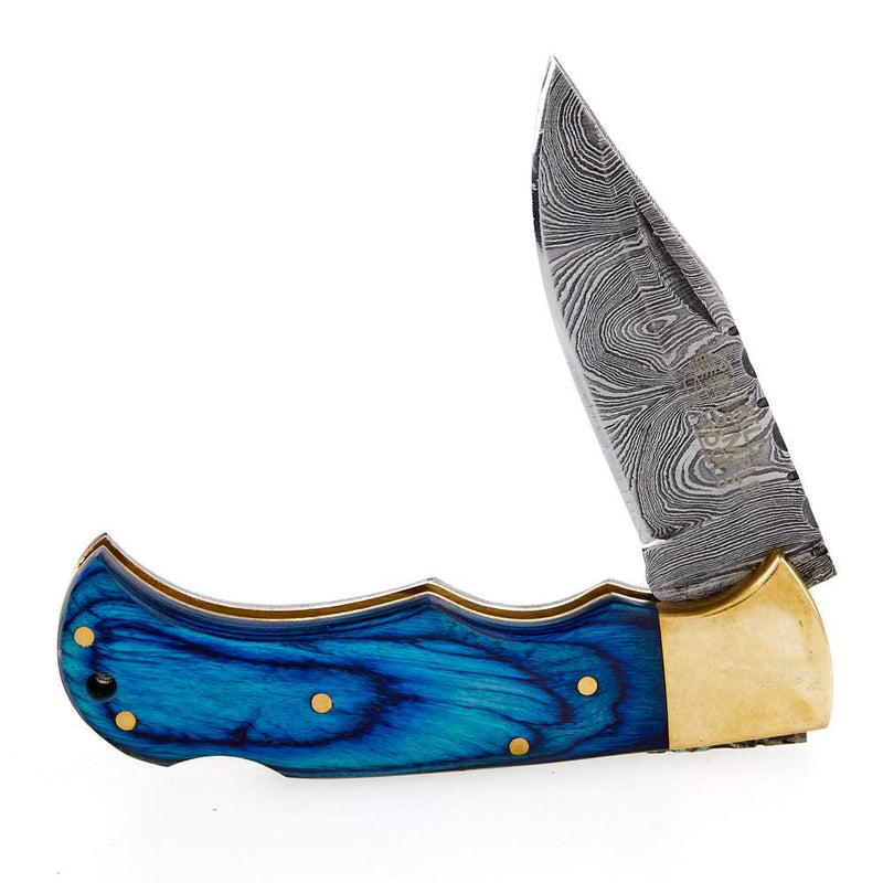 Rill Simple Tools, Llc Azul Damascus Folding Skinner w/Sheath 018