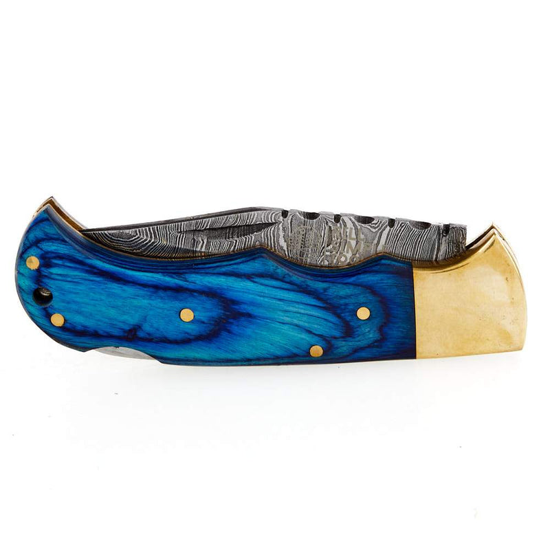 Rill Simple Tools, Llc Azul Damascus Folding Skinner w/Sheath 018