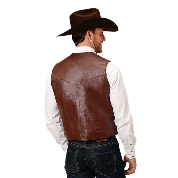 ROPER Mens Dark Brown Nappa Dress Vest