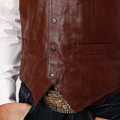 ROPER Mens Dark Brown Nappa Dress Vest