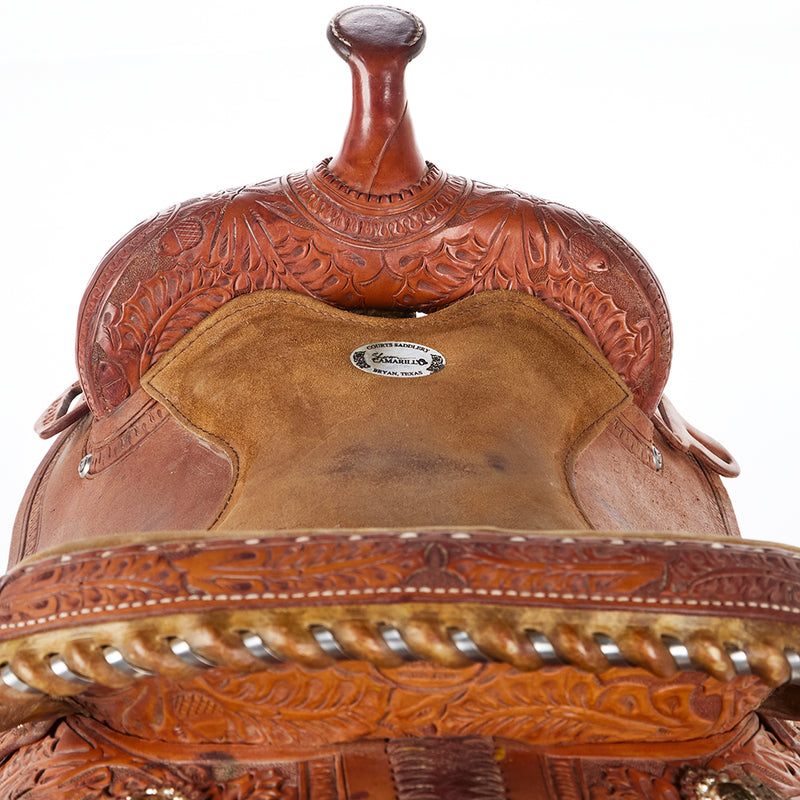 Courts Used 14.5in Acorn Tooled Barrel Saddle