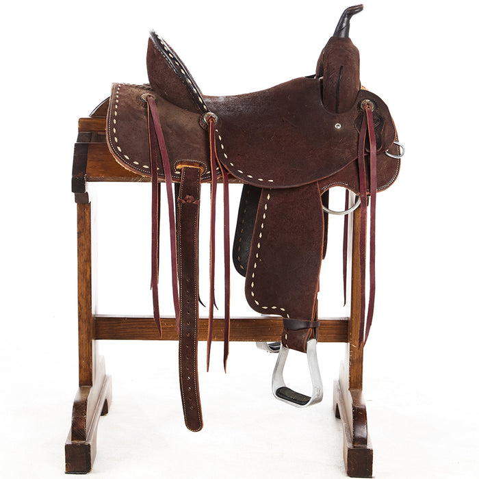 Srs Saddlery Used 16in Roughout with Buckstitch Barrel Saddle