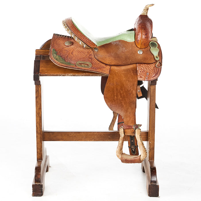 Blue River 14.5in 3/4 Tooled Floral and Basket Stamped Barrel Saddle