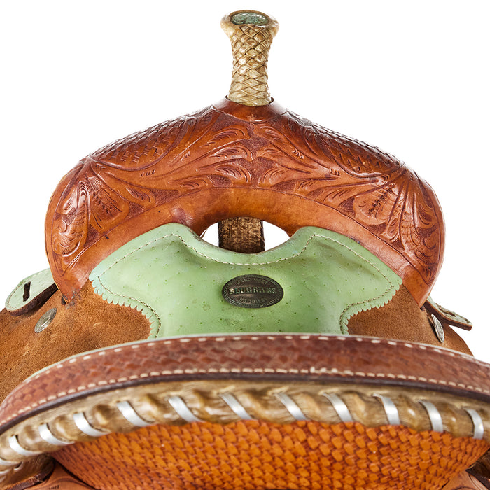 Blue River 14.5in 3/4 Tooled Floral and Basket Stamped Barrel Saddle