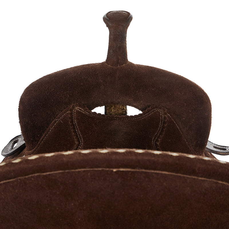 Whinney Wear Used 15.5in Chocolate Roughout with Buckstitch Barrel Saddle