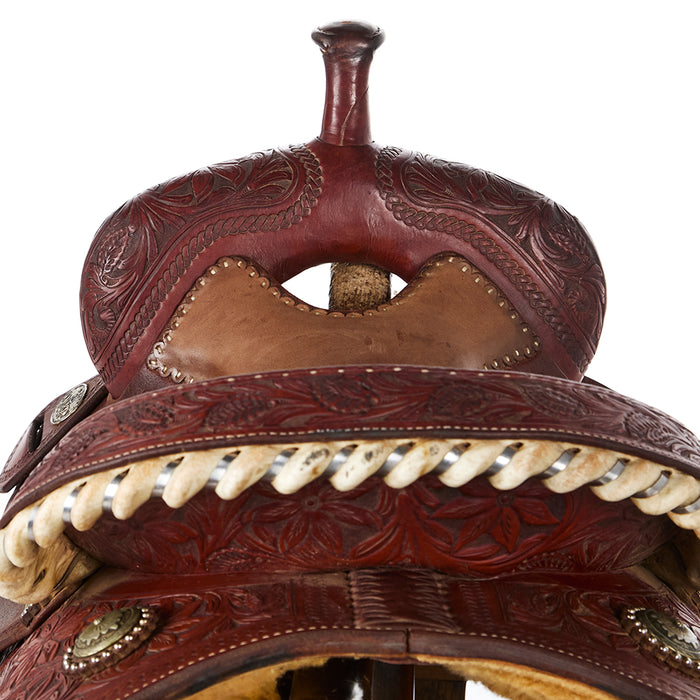 Martin Crown C Used 14in Poinsettia Tooled Barrel Saddle