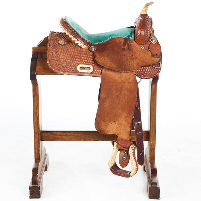 Horseman's Used 15in Blue Seat Barrel Saddle