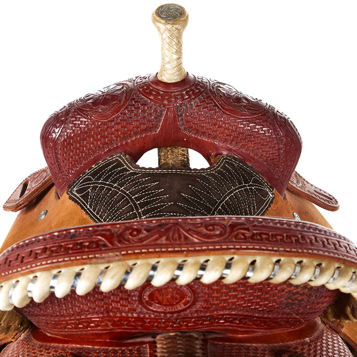 Nrs Competitor Series Used 14in Basket and Floral Tooled Barrel Saddle