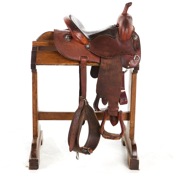 Stoney Saddlery Used 12in Half Breed Geo Tooled Barrel Saddle