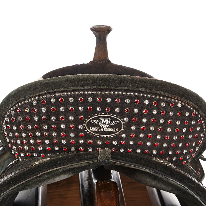 Master Saddlery Used 14in Chocolate w/ Buckstitch Barrel Saddle