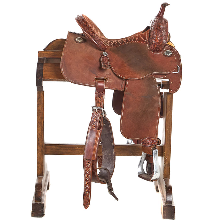 Martin Saddlery Used 14.5in Crown C 1/3 breed Floral Barrel Saddle