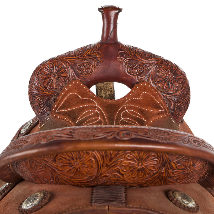Martin Saddlery Used 14.5in Crown C 1/3 breed Floral Barrel Saddle