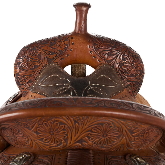 Martin Saddlery Used 15in Crown C 1/2 Breed Floral Barrel Saddle