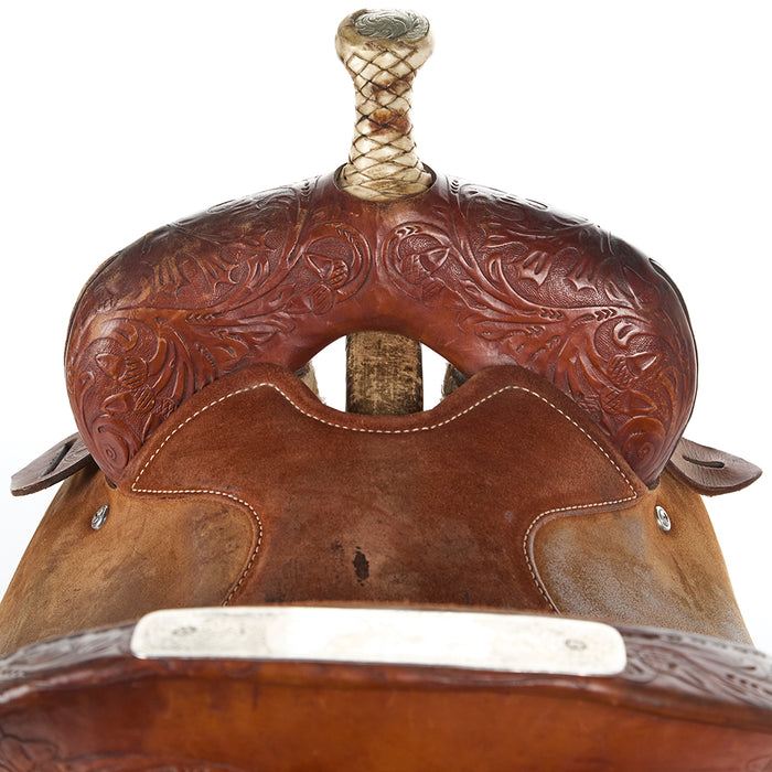 Circle Y Saddlery Used 14.5in 1/2 Breed Oak and Acorn Barrel Saddle