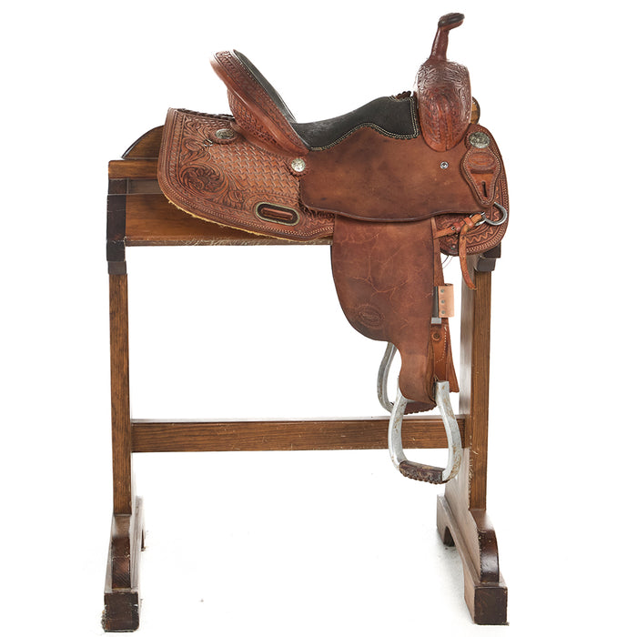 Teskey's Used 13in Basket and Floral Combo Tooled Barrel Saddle