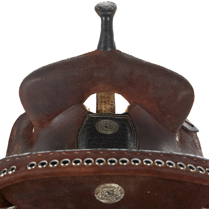 Double J Saddlery Used 14in Roughout with Padded Seat Barrel Saddle