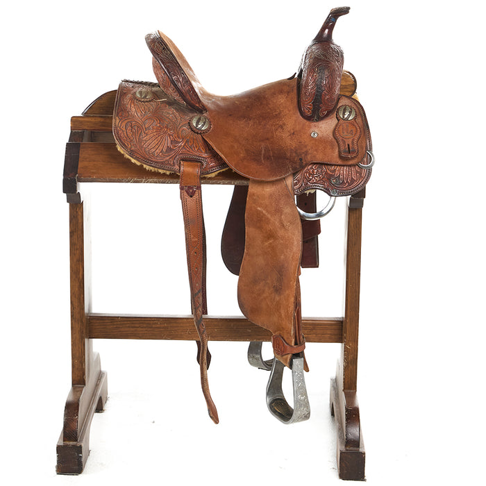 H4 Saddlery Used 13.5in 1/2 Breed Poinsettia Barrel Saddle