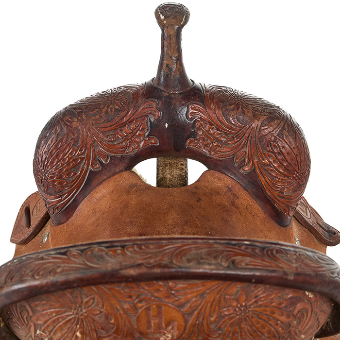 H4 Saddlery Used 13.5in 1/2 Breed Poinsettia Barrel Saddle