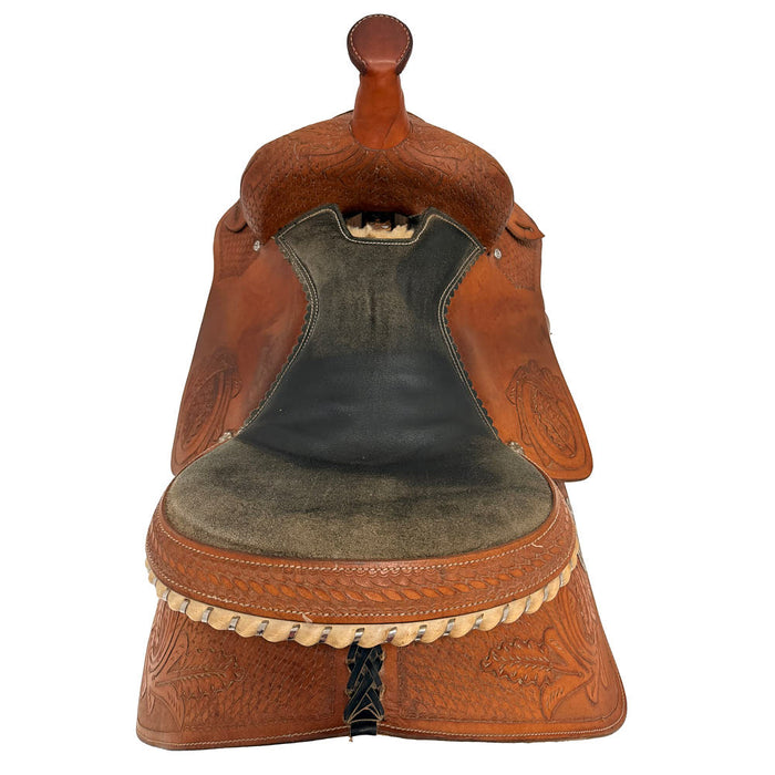 Used 14.5 Oak Leaf Tooled Barrel Saddle
