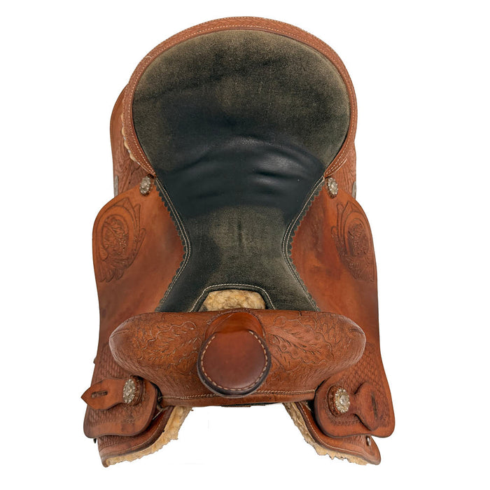 Used 14.5 Oak Leaf Tooled Barrel Saddle