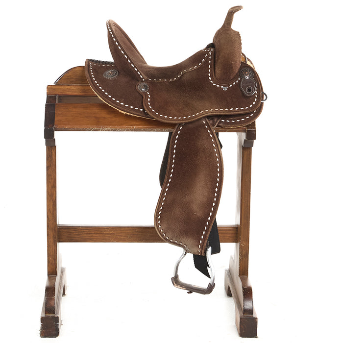 Tomahawk Used 14in White Buckstitch Barrel Saddle