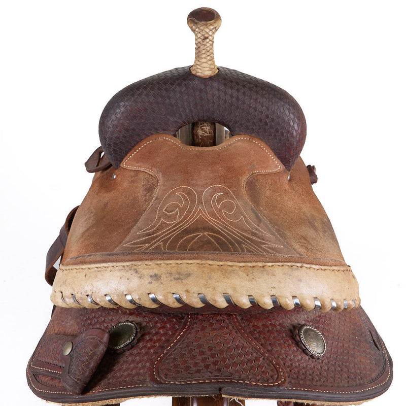 Circle Y Saddlery Used 14in Basket Stamp Barrel Saddle