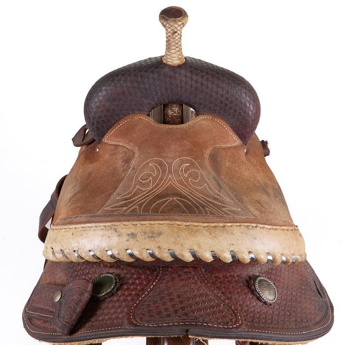 Circle Y Saddlery Used 14in Basket Stamp Barrel Saddle