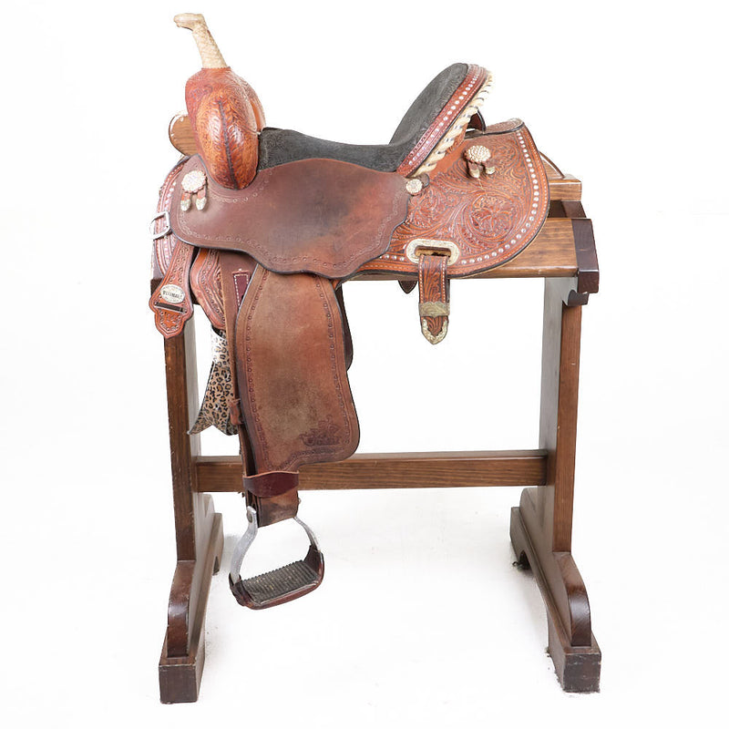 Circle Y Saddlery Used 14in 1/2 Breed Floral Barrel Saddle