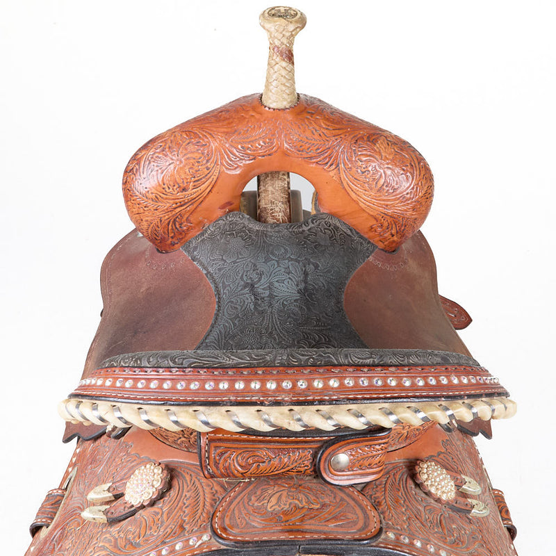 Circle Y Saddlery Used 14in 1/2 Breed Floral Barrel Saddle