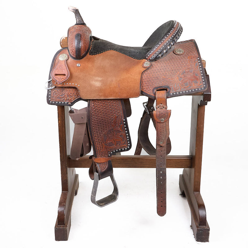 Reinsman Used 15in Charmayne James 3/4 Breed Snowflake and Floral Barrel Saddle