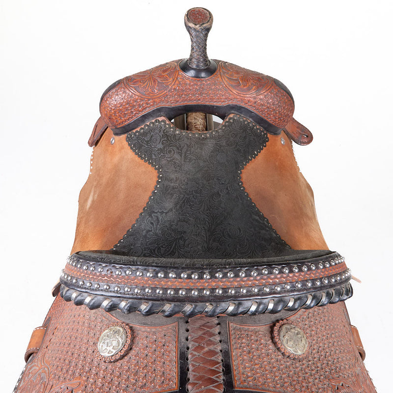 Reinsman Used 15in Charmayne James 3/4 Breed Snowflake and Floral Barrel Saddle