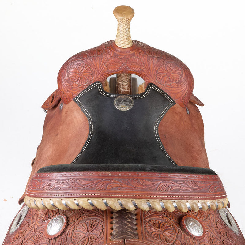 Jim Sands Custom Saddlery Used 15.25in Barrel Saddle with Silver Corners
