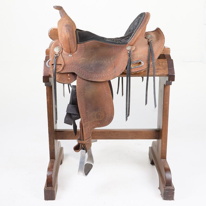 Circle Y Saddlery Used 15in Roughout with Border Barrel Saddle