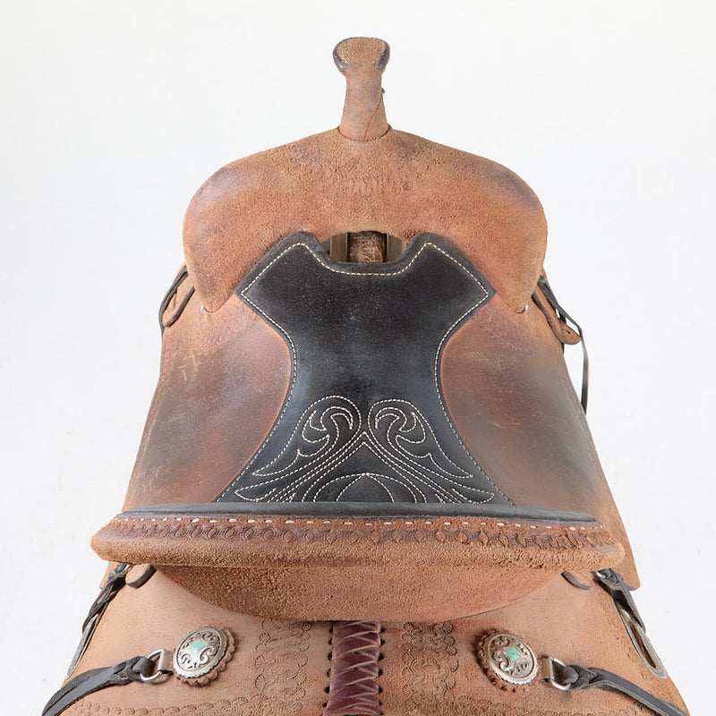 Circle Y Saddlery Used 15in Roughout with Border Barrel Saddle