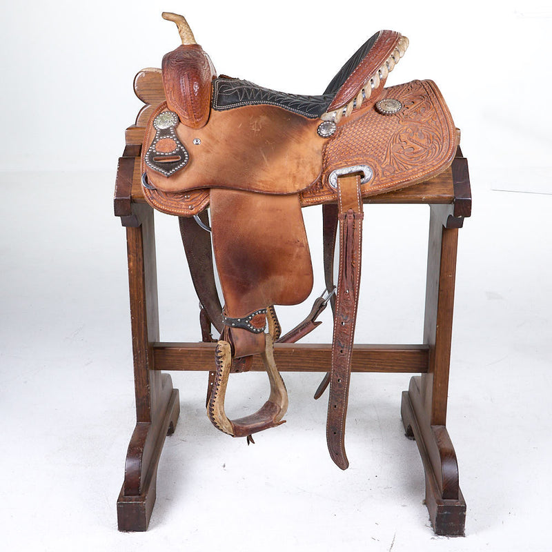 Teskey's Used 14in 1/2 Breed Combo Tooled Barrel Saddler