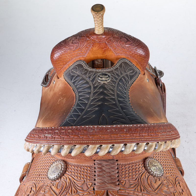 Teskey's Used 14in 1/2 Breed Combo Tooled Barrel Saddler
