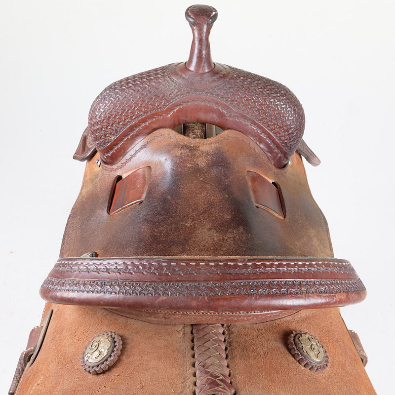 Coats Used 14.5in Lazy L Basket Weave Barrel Saddle